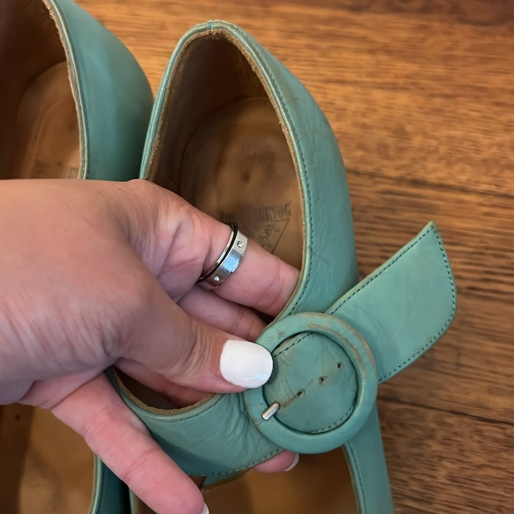 John Fluevog Turquoise Leather Heels - Picture 5 of 9